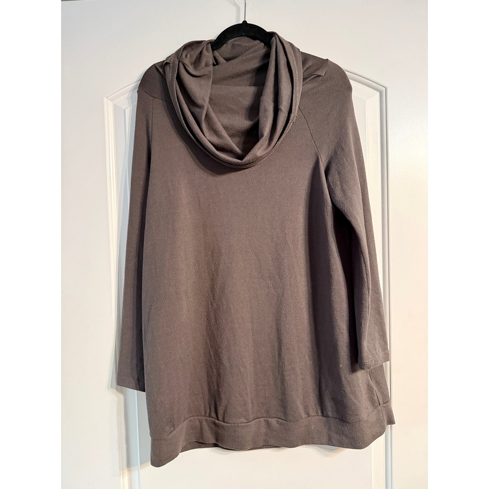 Easel Tunic Top Medium Brown Cowl Neck Long Sleeve Oversized Gorpcore Soft Girl